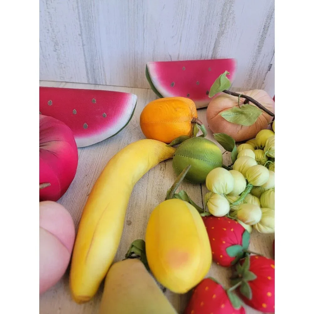 Artificial assorted plush fabric fruit great banana strawberry Pearl set waterme